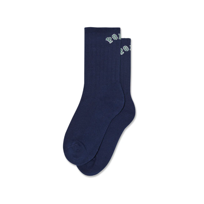 Polar Skate Co. - Large Rib Socks - College Logo - Dark Blue