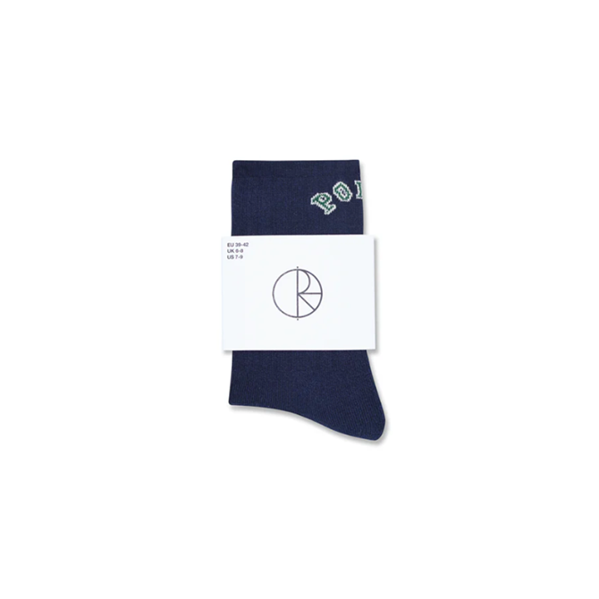 Polar Skate Co. - Large Rib Socks - College Logo - Dark Blue