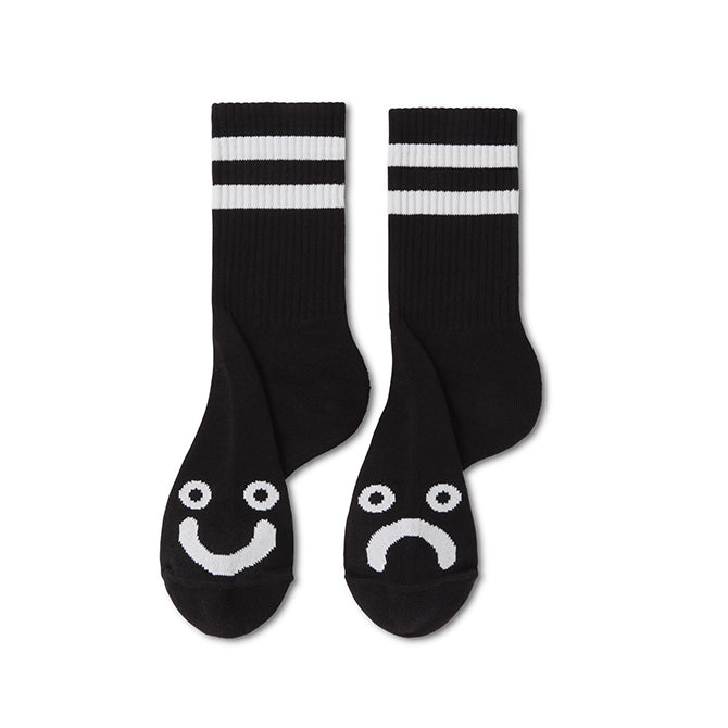 Polar Skate Co. - Rib Socks - Happy Sad - Black - Hemley Skateboarding