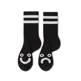 Polar Skate Co. - Ribbed Socks - Happy Sad - Black
