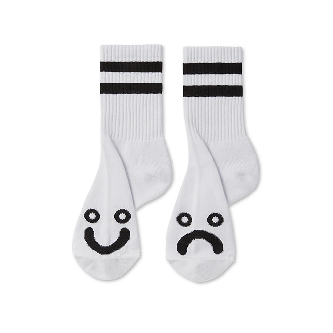 Polar Skate Co. - Rib Socks - Happy Sad - White - Hemley Skateboarding