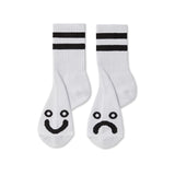 Polar Skate Co. - Rib Socks - Happy Sad - White