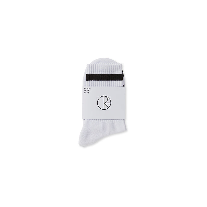 Polar Skate Co. - Rib Socks - Happy Sad - White - Hemley Skateboarding