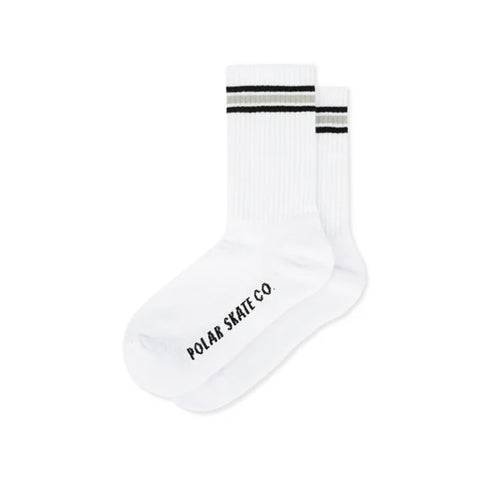 Polar Skate Co. - Rib Socks - Stripe - White/Black