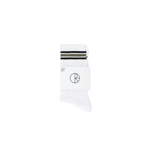 Polar Skate Co. - Rib Socks - Stripe - White/Black/Sage