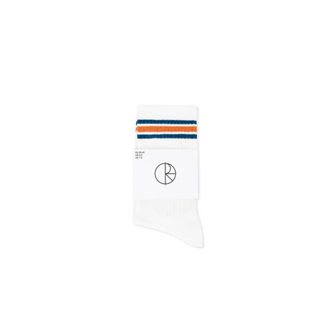 Polar Skate Co. - Rib Socks - Stripe - White/Blue/Orange