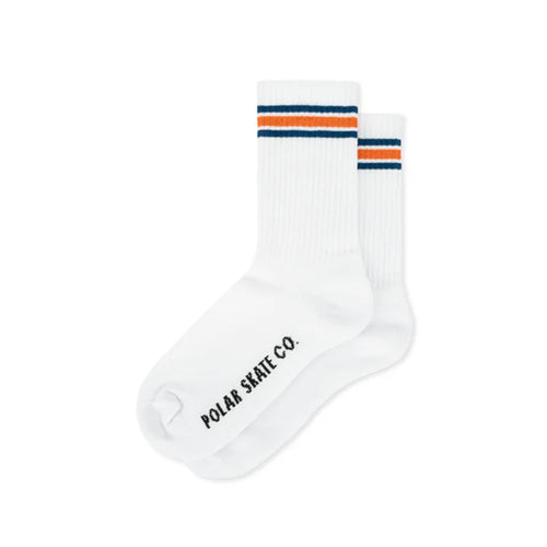 Polar Skate Co. - Rib Socks - Stripe - White/Blue/Orange