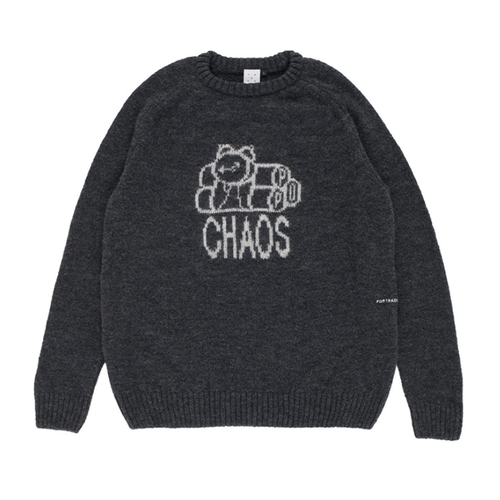 Pop Trading Co. - Knitted Chaos Crewneck - Anthracite