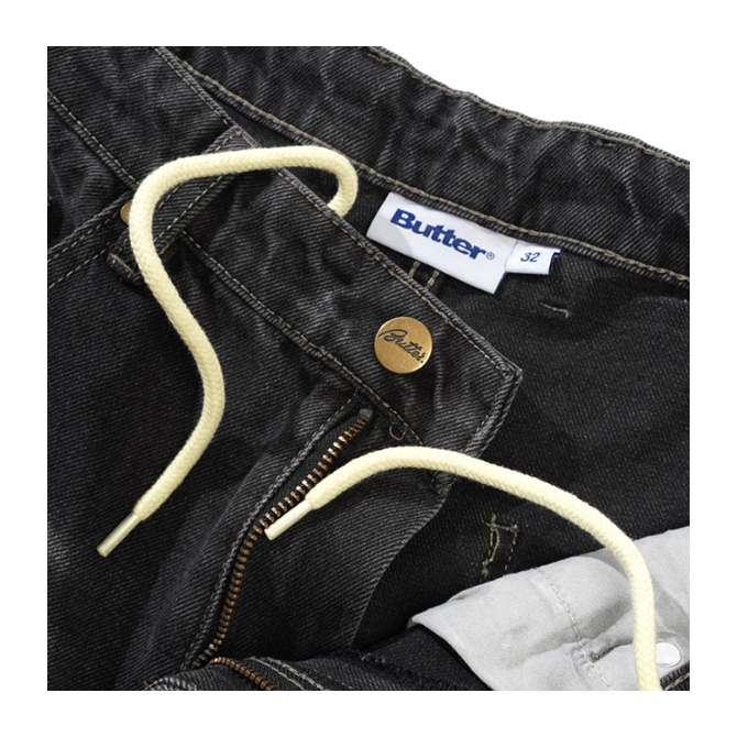 Butter Goods - Wide Cut Denim Jeans - Dark Washed Black