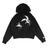 Welcome - Duality Cropped Zip Hoodie - Black
