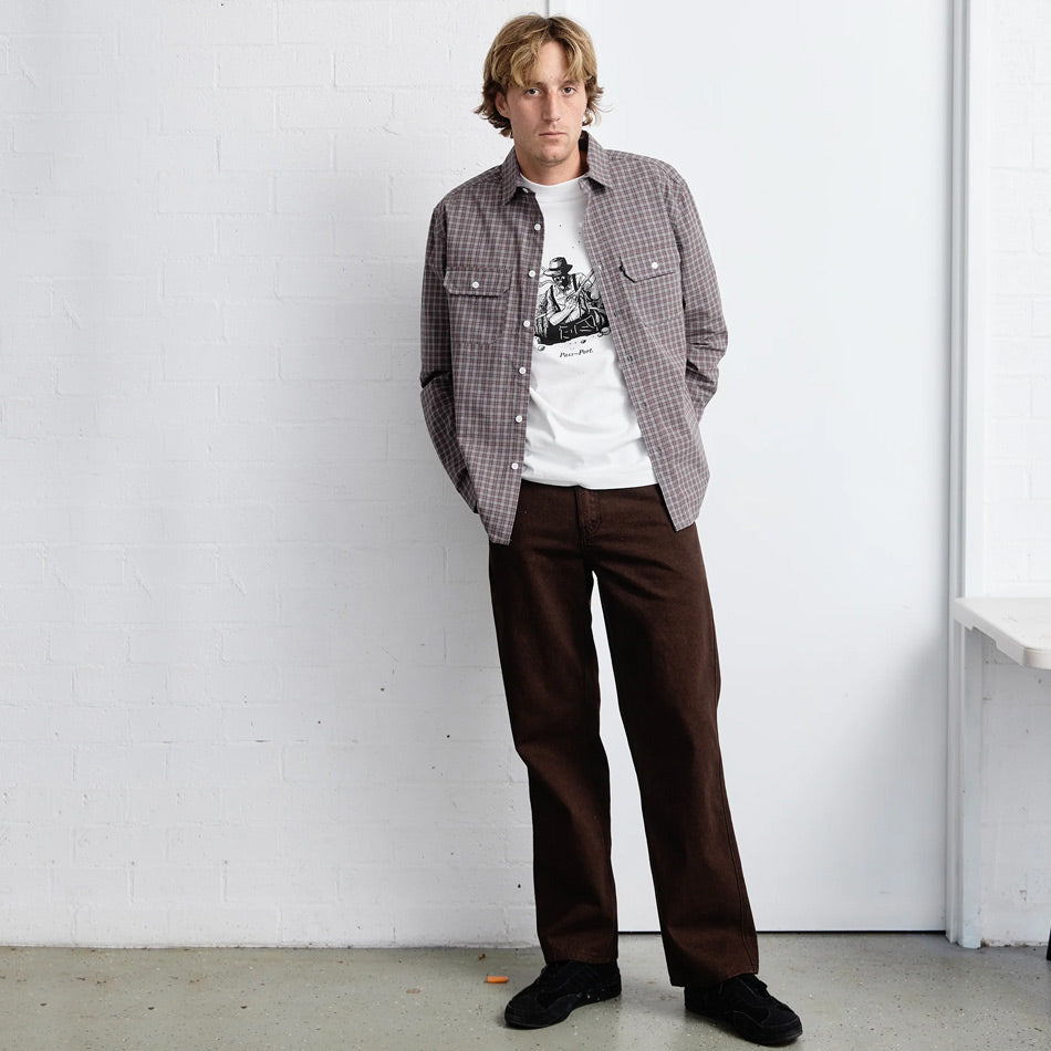 Pass~Port - Workers Check LS Shirt - Sangria